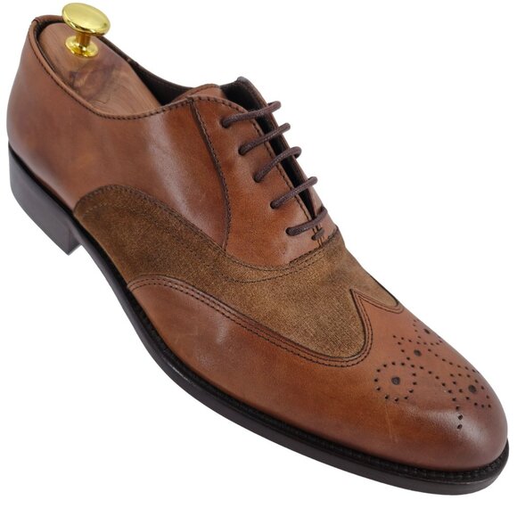 Bruno Magli Other - New Bruno Magli Italy Brown Leather Suede Wingtip Oxfords Mens 10M Dress Shoes